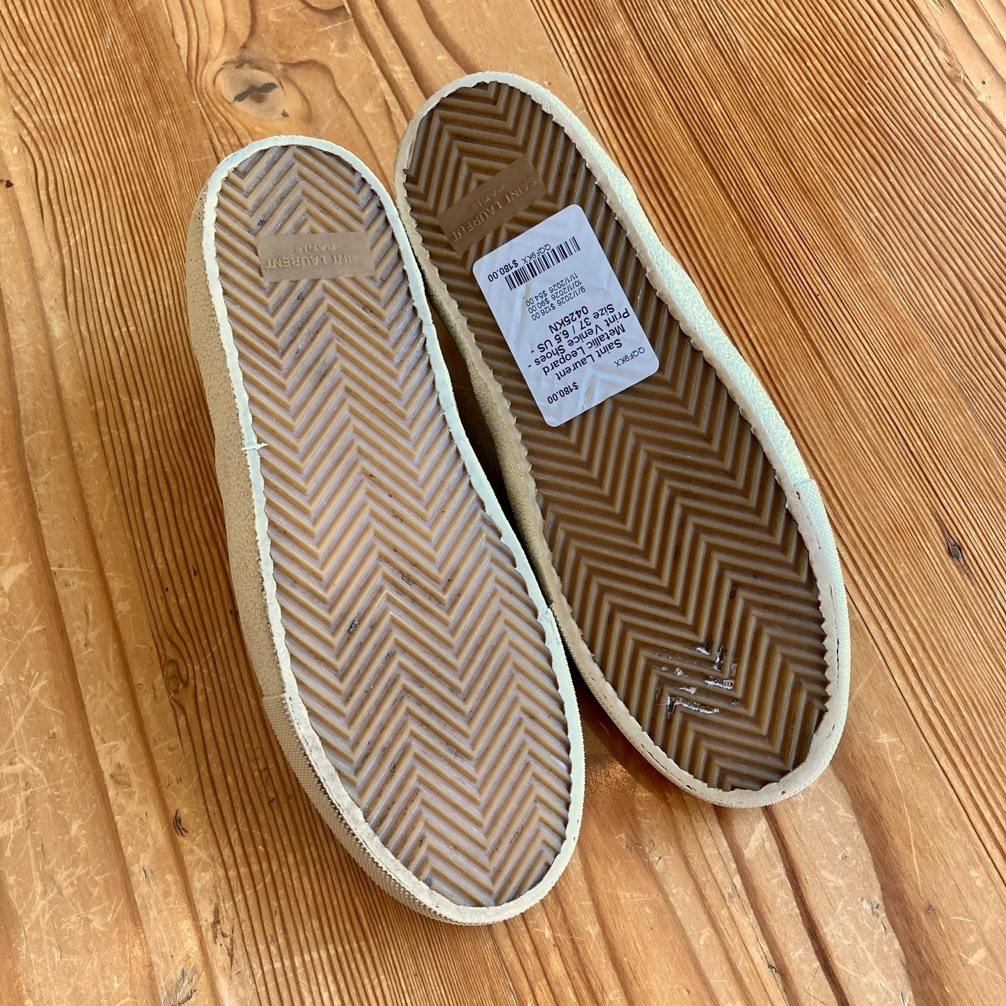 Saint Laurent Metallic Leopard Print Venice Shoes - Size 37 / 6.5 US - 0425KN