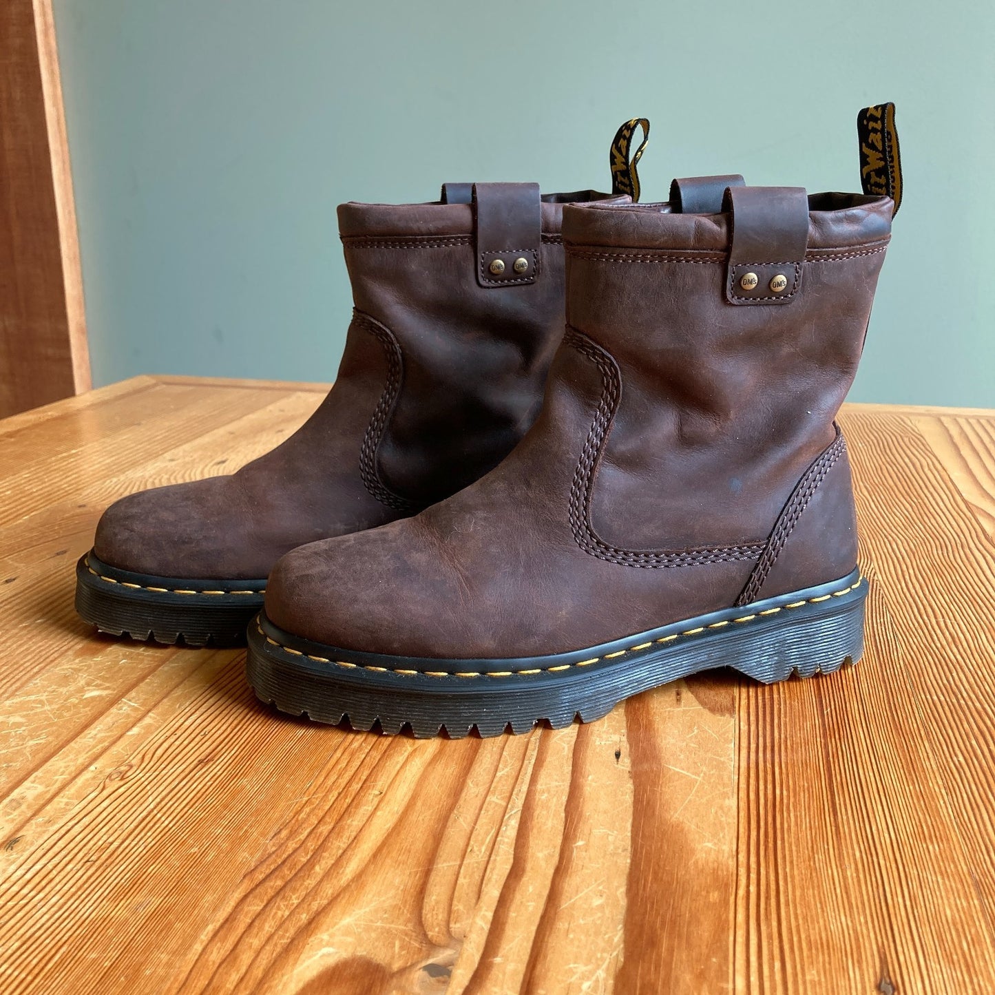 Dr. Martens Dark Brown Leather Anistone Lo Biker Boots w/ Box - Size 8 - 0425SV