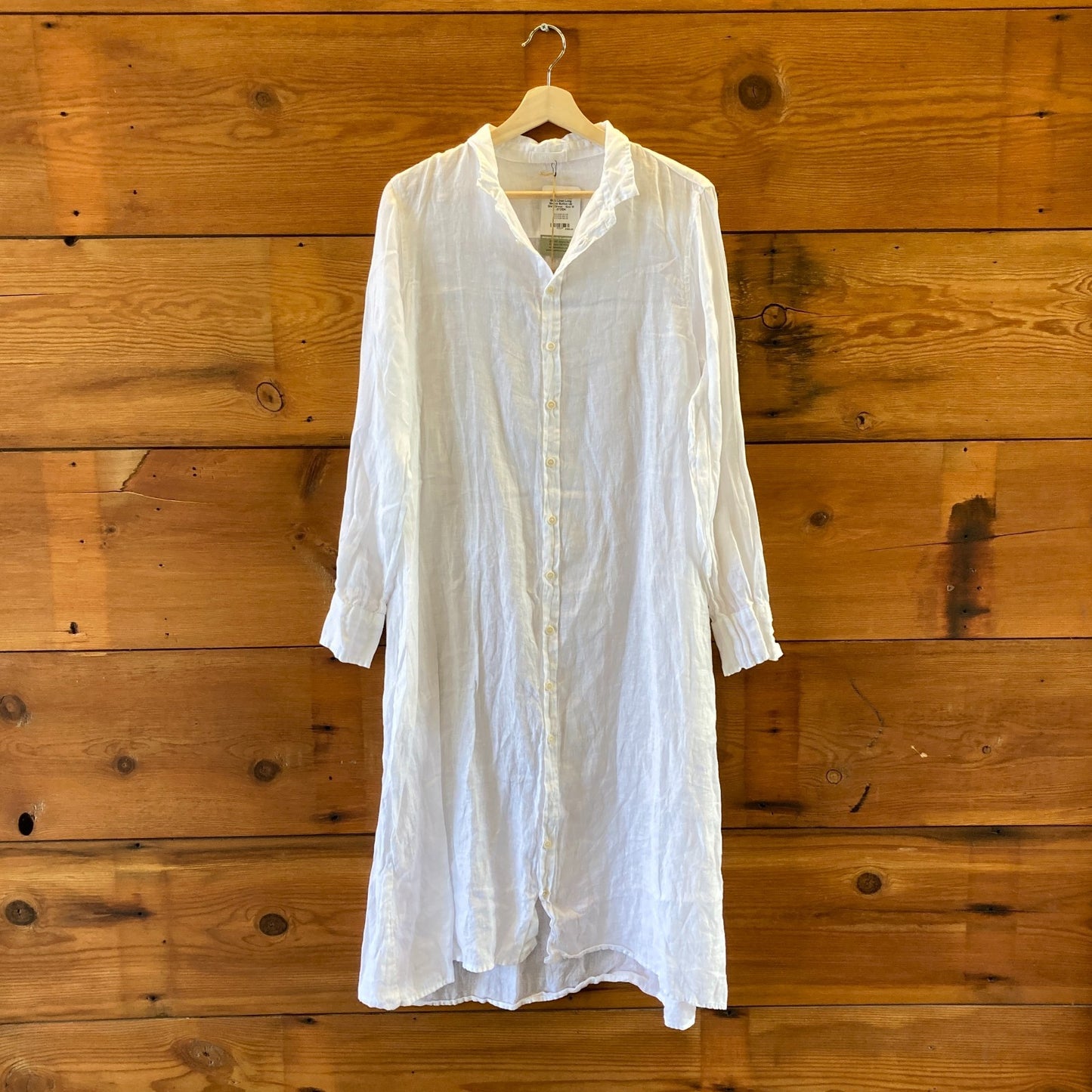 CP Shades White 100% Linen Long Sleeve Button Up Shirt Dress - Size M - 0721DK