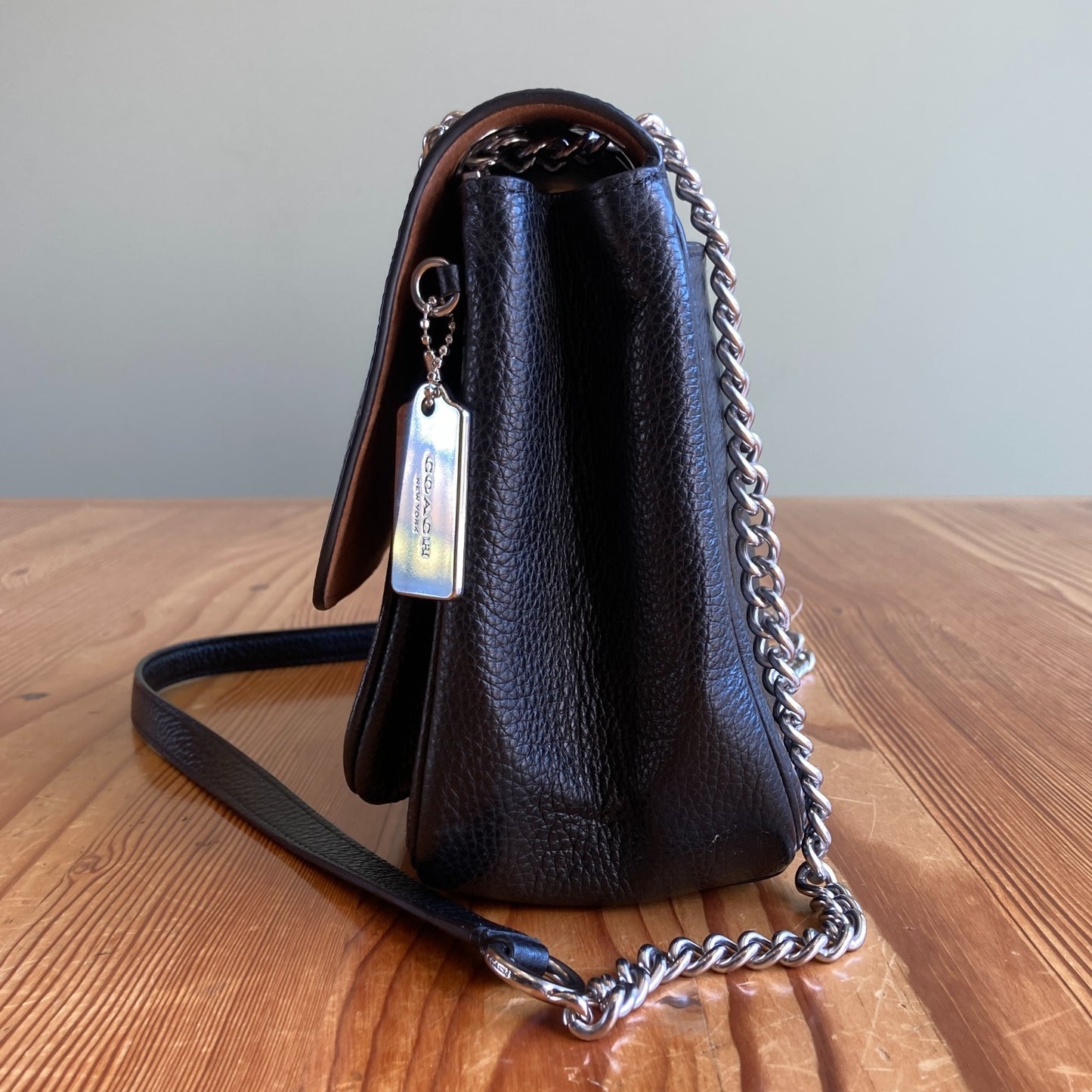 Coach Black Pebbled Leather Klare Double Chain Strap Crossbody 25 Bag - 0311AY