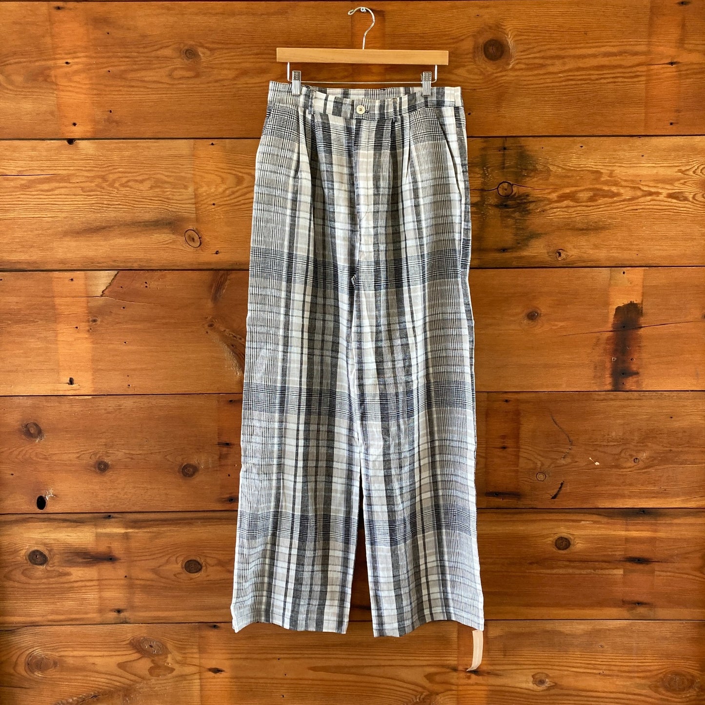 10 - Reformation NEW Black Tan Plaid Vesta Chelsea Linen Pants 0306CH