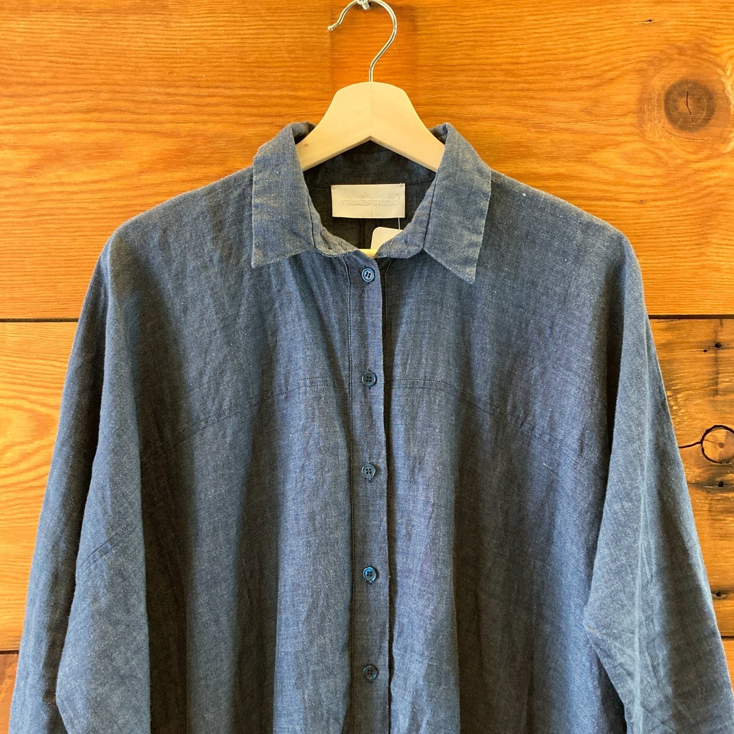 Reality Studio Dark Blue Chambray Loose Fit Linen Romper - Size S - 0613IM