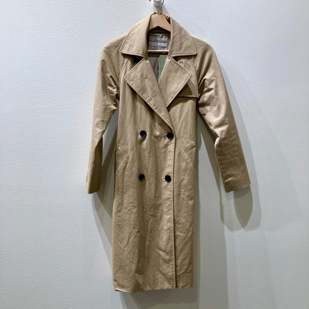 Everlane Khaki Classic Double Breasted Trench Coat Jacket - Size XXS - 0903BN