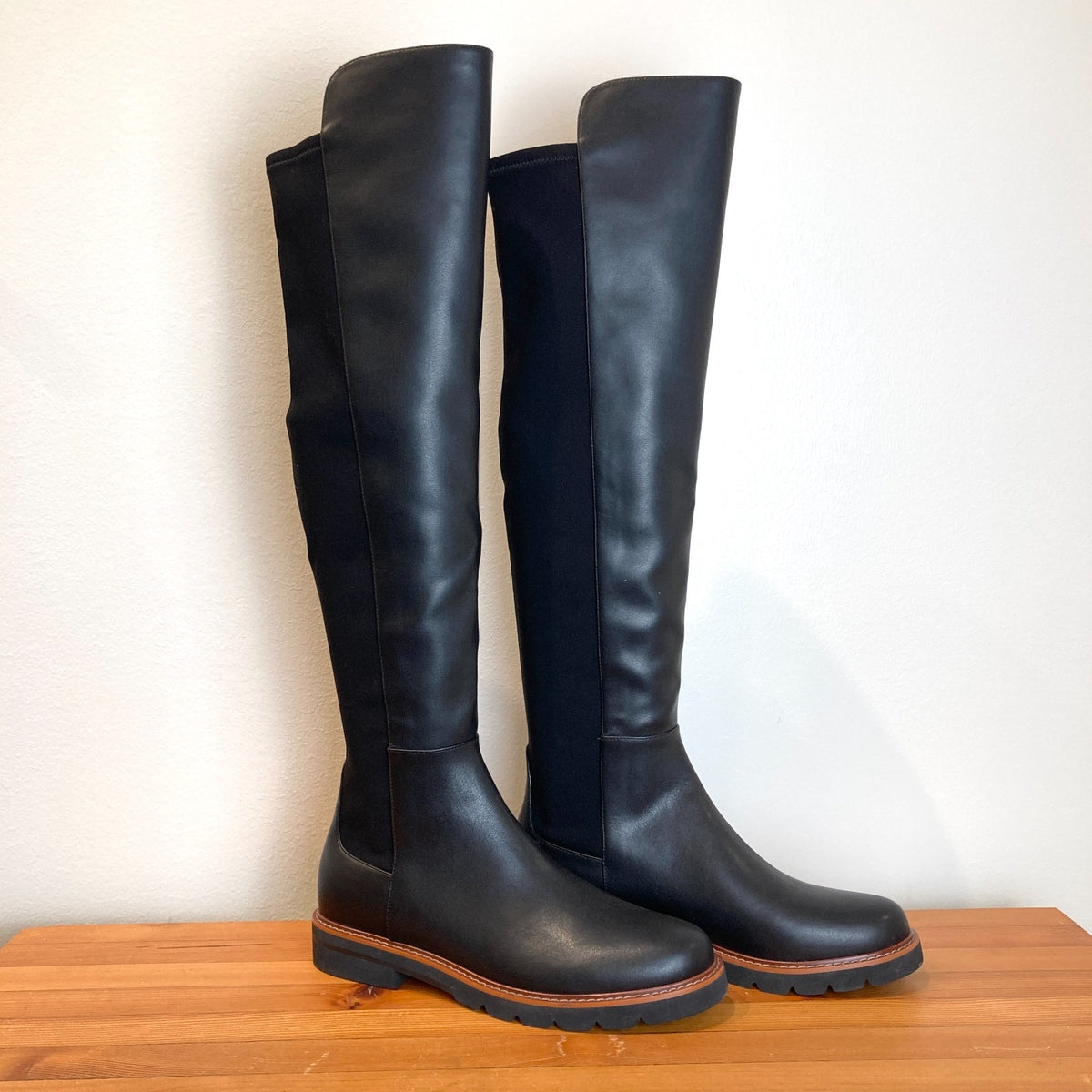 Stuart Weitzman Black Leather City Over the Knee Boots - Size 8.5 - NEW - 0320JS