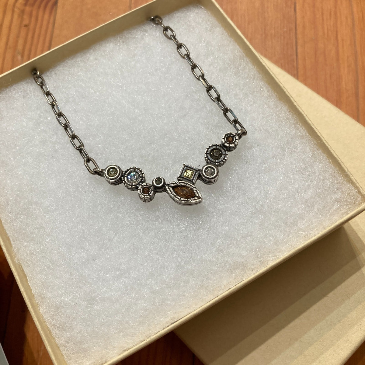 Patricia Locke Silver Swarovski Crystal Chain Link Necklace - NEW - 1107SS
