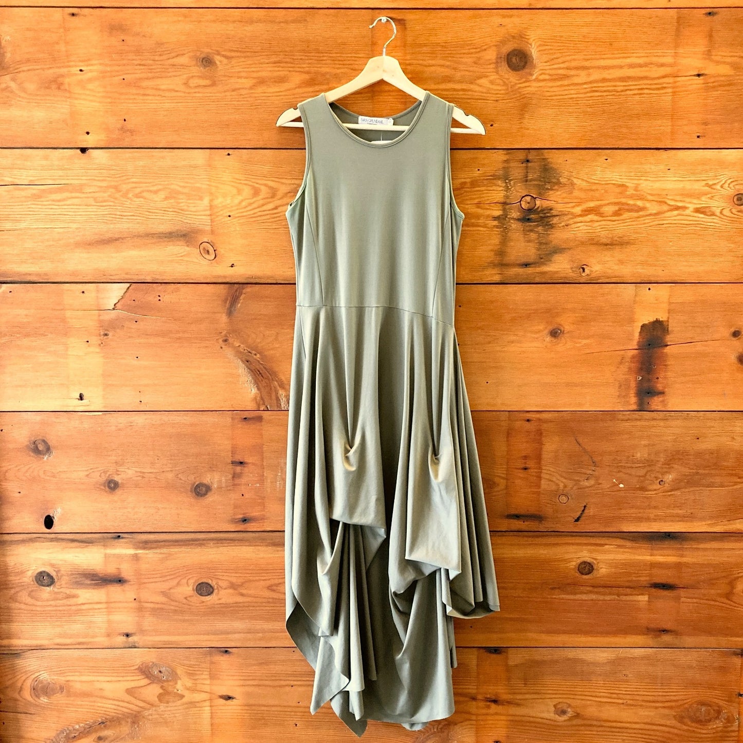 S - Ivan Grundahl Green Sleeveless Balloon Hem Lagenlook Dress 0719JK