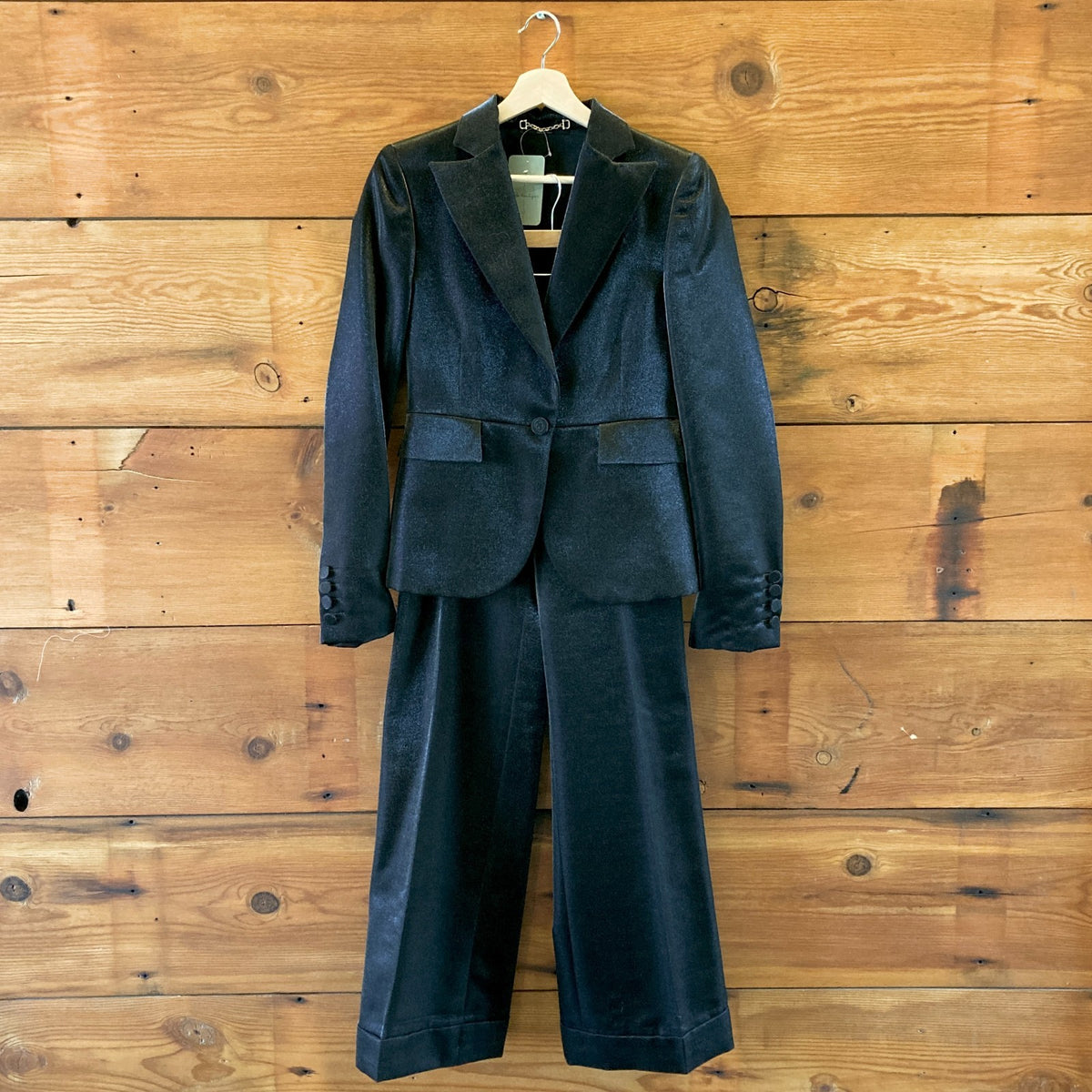 Gucci F/W 2006 Runway Black Metallic Sparkle Wool Suit Set - Size 44 / 42 0827BH