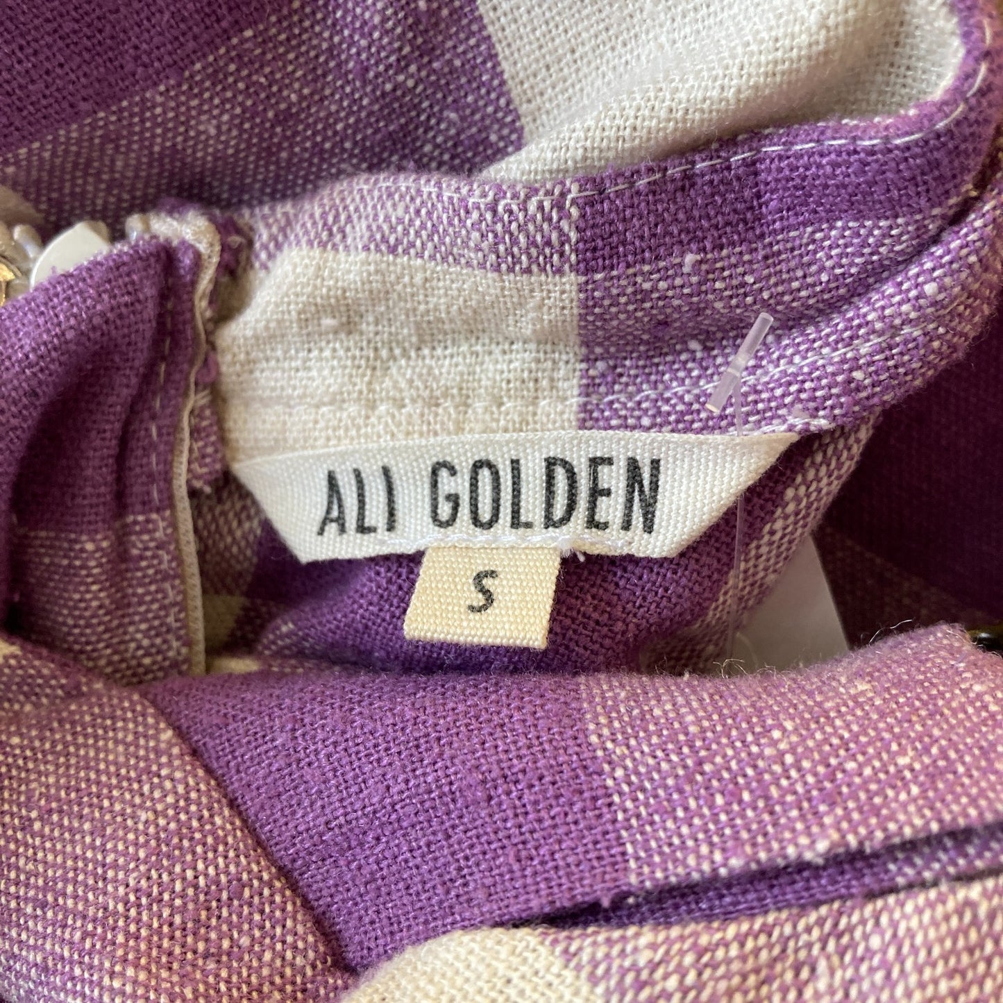 S - Ali Golden Purple & Ivory Gingham Plaid Sleeveless Wide Leg Jumpsuit 0312IG