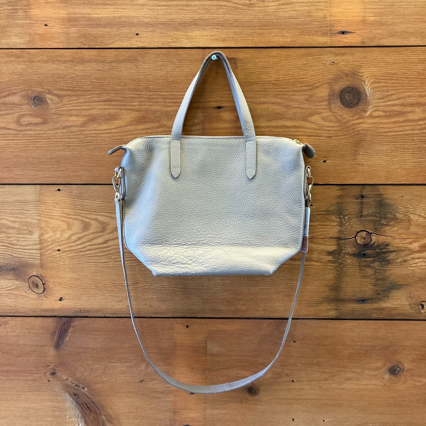 Cuyana Beige Pebbled Leather Carryall Tote Bag Purse 0131AG