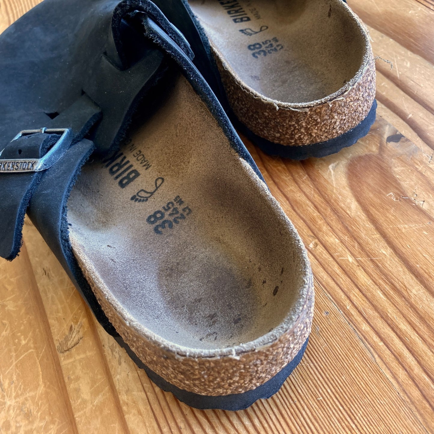Birkenstock Brown Leather Boston Slides Sandals Clogs - Size 38 / 7.5 - 0122DM