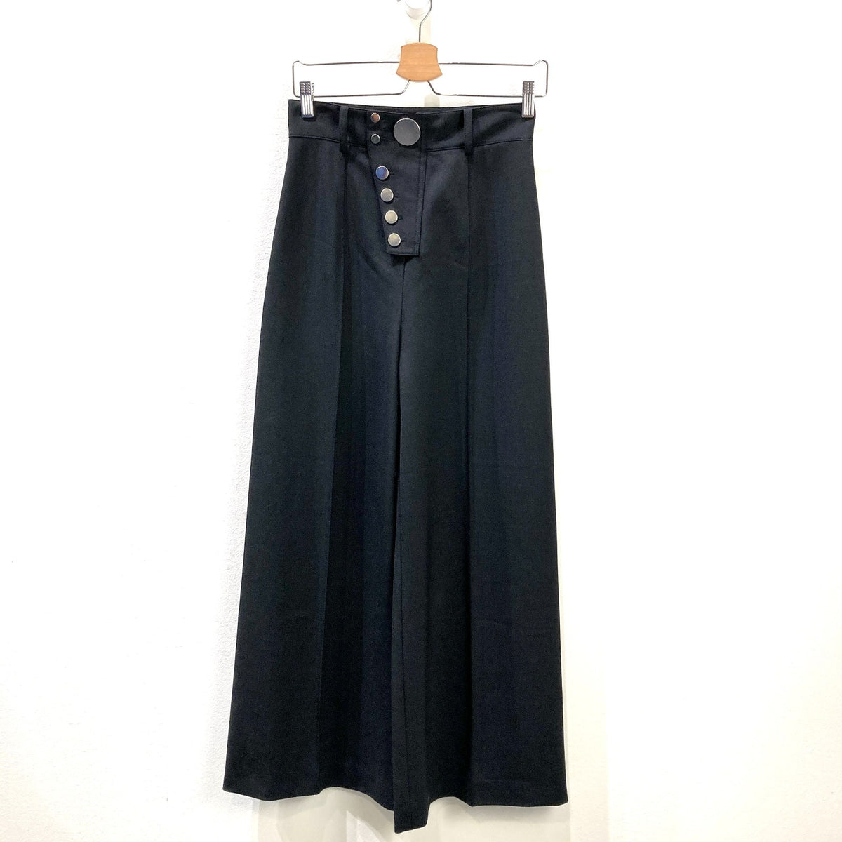 Alexander Wang Black High Waist Silver Button Wide Leg Pants - Size S - 1017SC