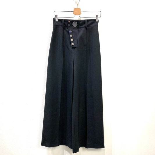 Alexander Wang Black High Waist Silver Button Wide Leg Pants - Size S - 1017SC