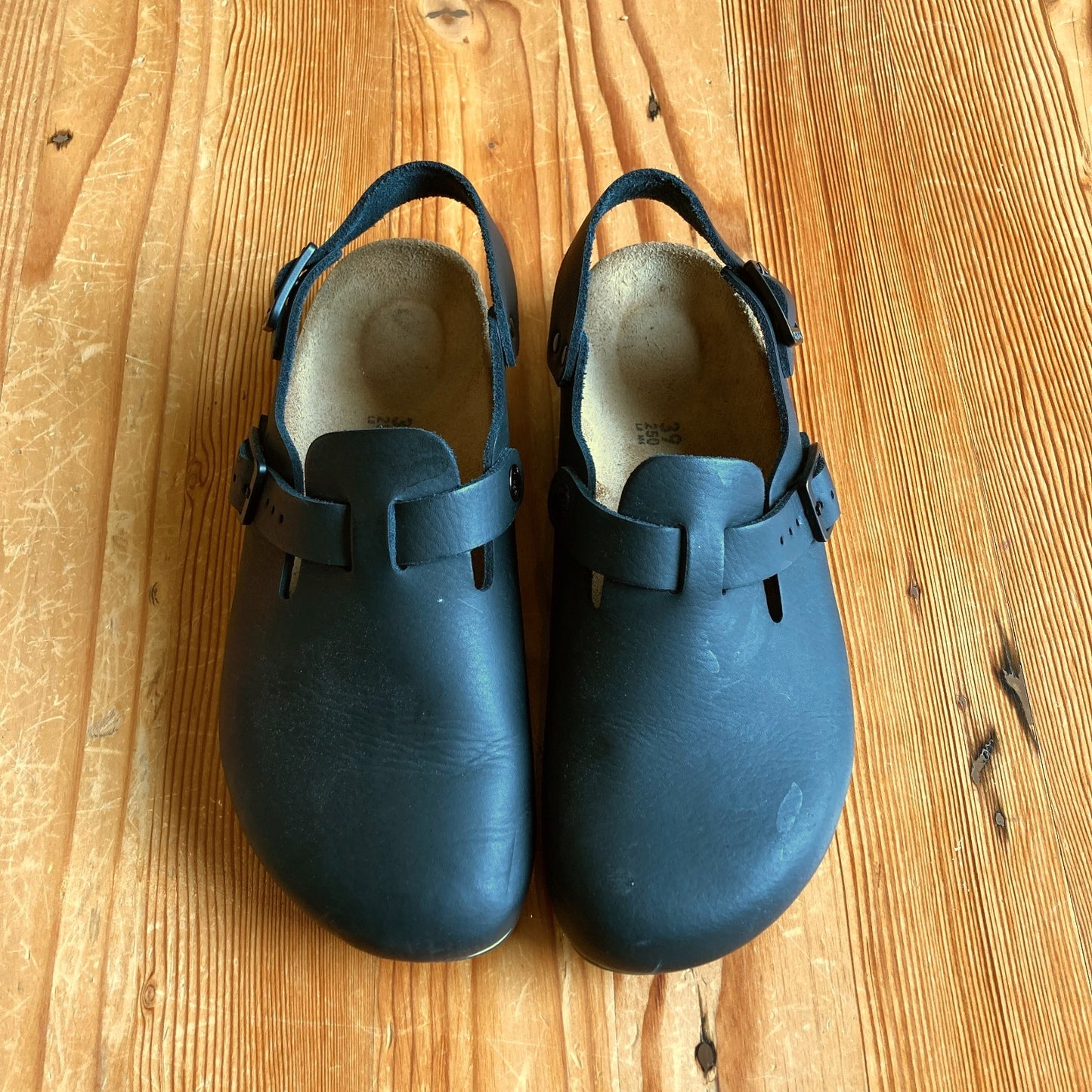 Birkenstock Black Leather Slingback Tokio Pro Clogs Shoes - Size 39 / 8 - 0928HF
