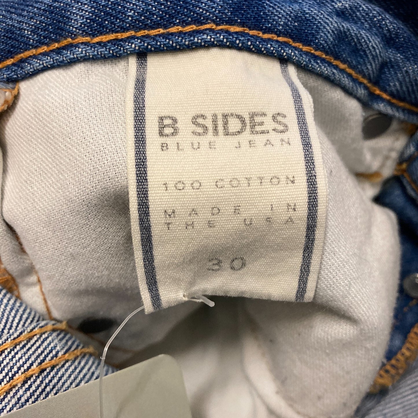 B Sides Lasso Jeans Blue Barrel Leg Button Fly Jeans - Size 30 - 1105AR