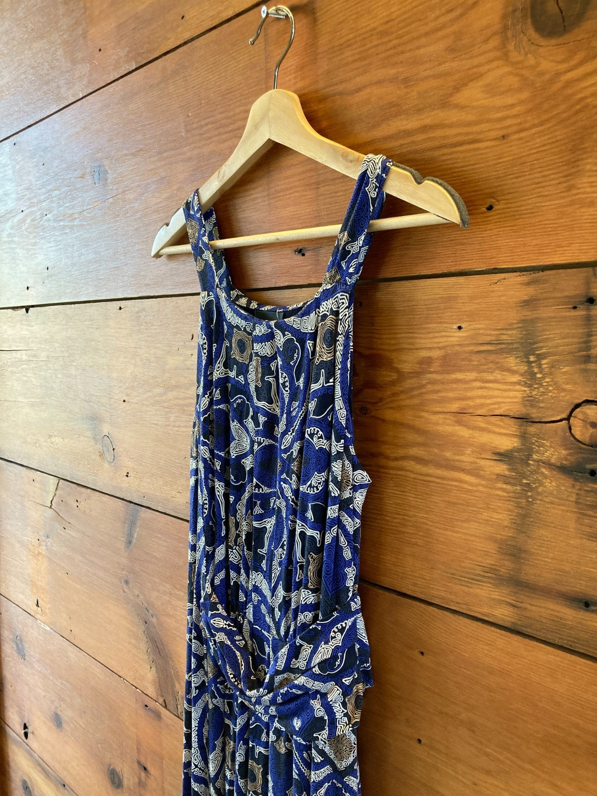 Maeve Anthropologie Blue Patterned Jersey Knit Maxi Dress - Sz S - NEW - 4427SC