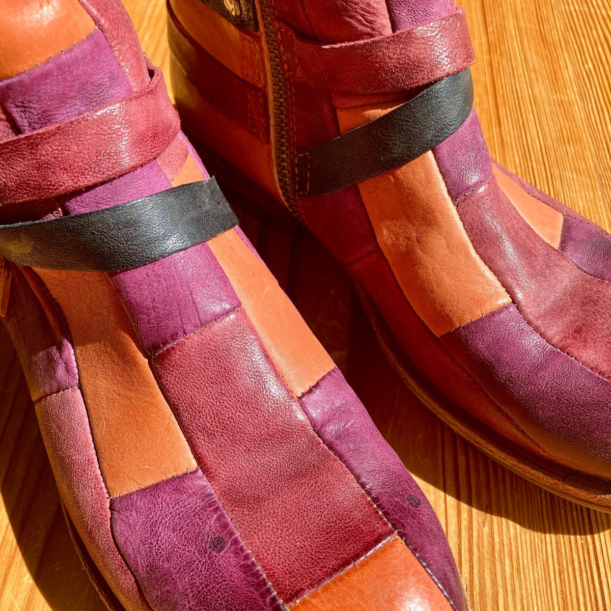 A.S.98 Colorful Patchwork Italian Leather Ankle Boots - Size 37 - 0320JS
