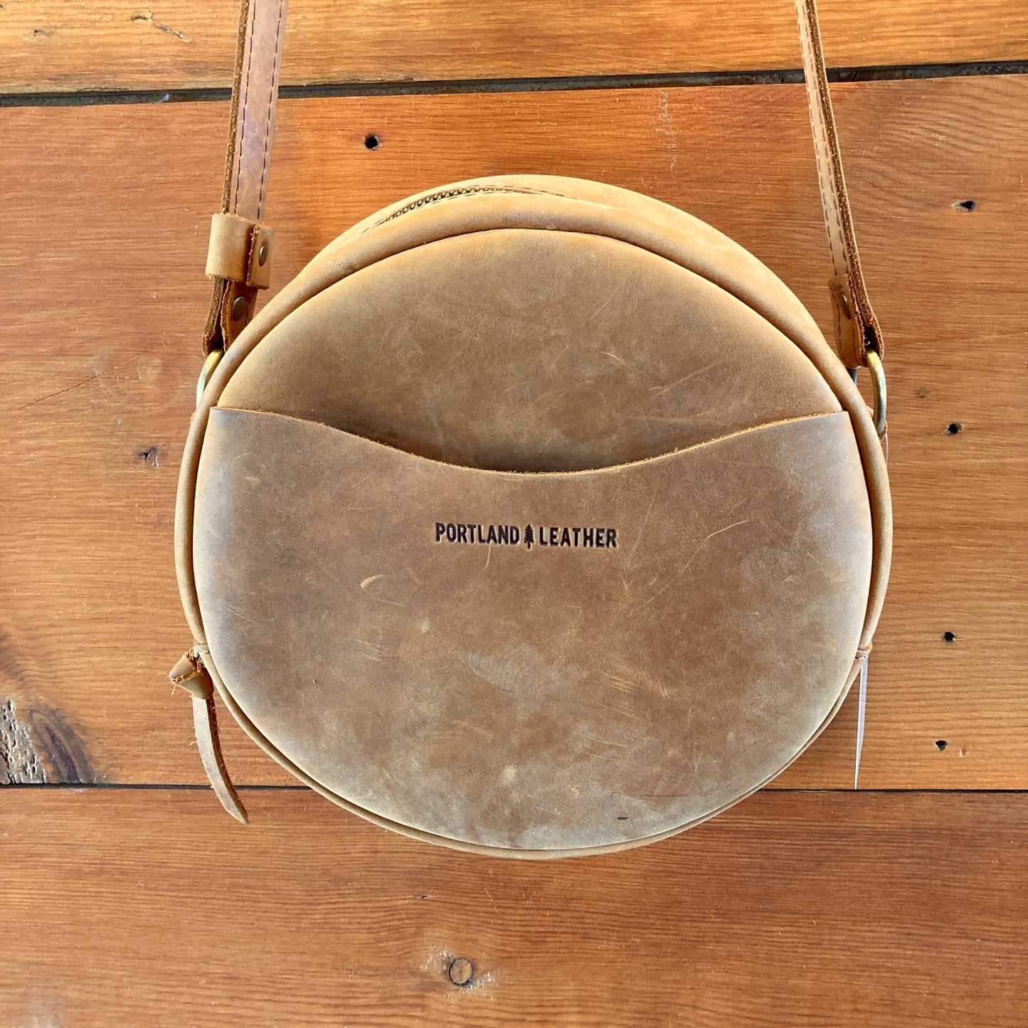 Portland Leather Good Brown Leather Circle Bag - 0605DK