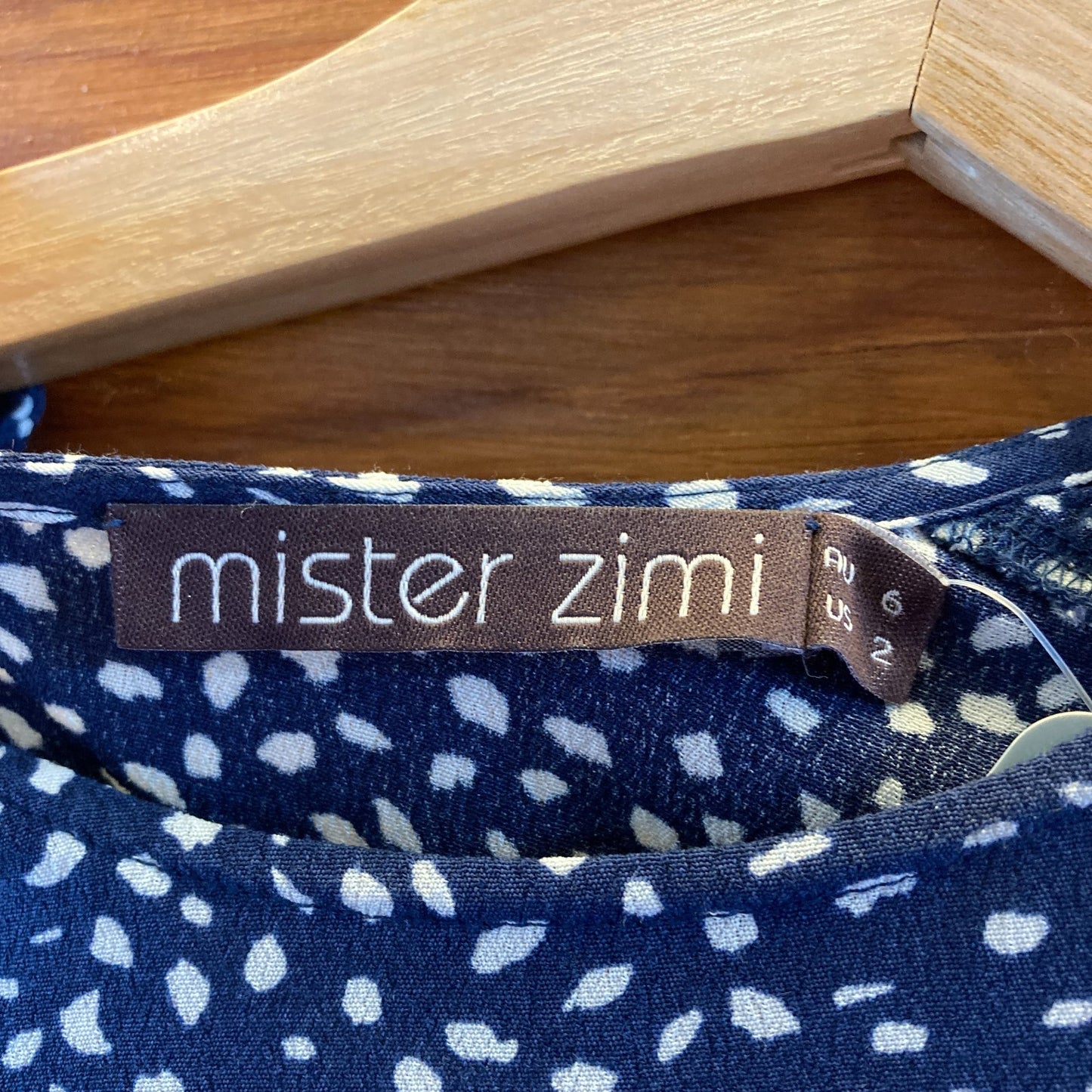 Mister Zimi Blue White Spotted Short Sleeve Swingy Mini Dress - Size 2 - 0317SB