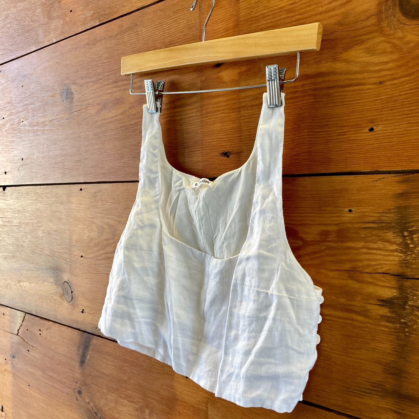 Reformation White Linen Amir Crop Tank Top & Midi Skirt Set - Size S - 0809CO