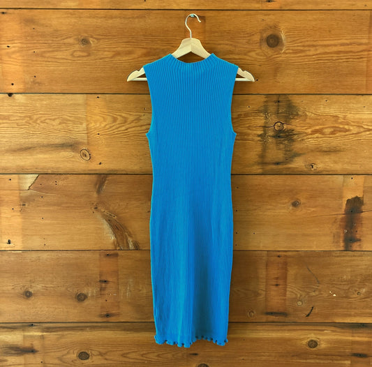 Sies Marjan Blue Ribbed Sleeveless Stretch Knit Bodycon Dress - Size M - 0106KA