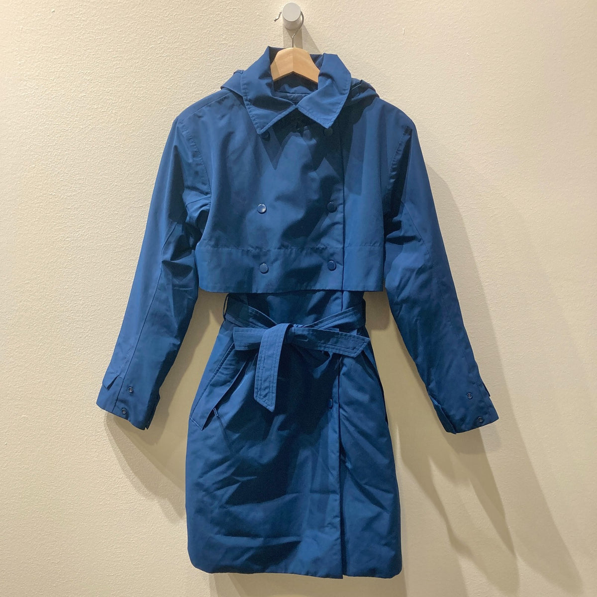 Helly Hansen Dark Blue Hooded Double Breasted Trench Rain Coat - Size S - 1125KG