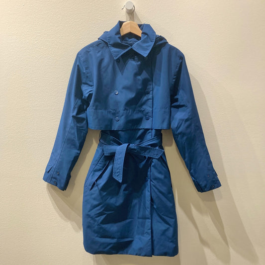 Helly Hansen Dark Blue Hooded Double Breasted Trench Rain Coat - Size S - 1125KG
