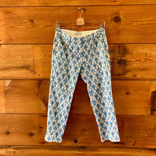 Prada Blue Floral 2017 Ankle Length Slim Fit Pants - Size 40 / 4 US - 0422VS