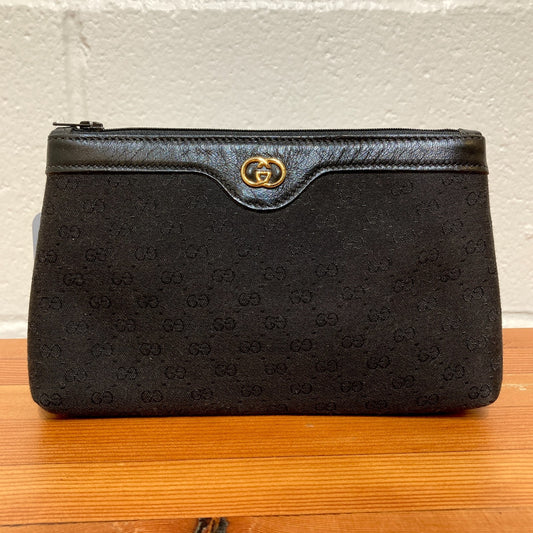 Gucci Black Micro Monogram GG Top Zip Clutch Wallet Purse - 0210AM