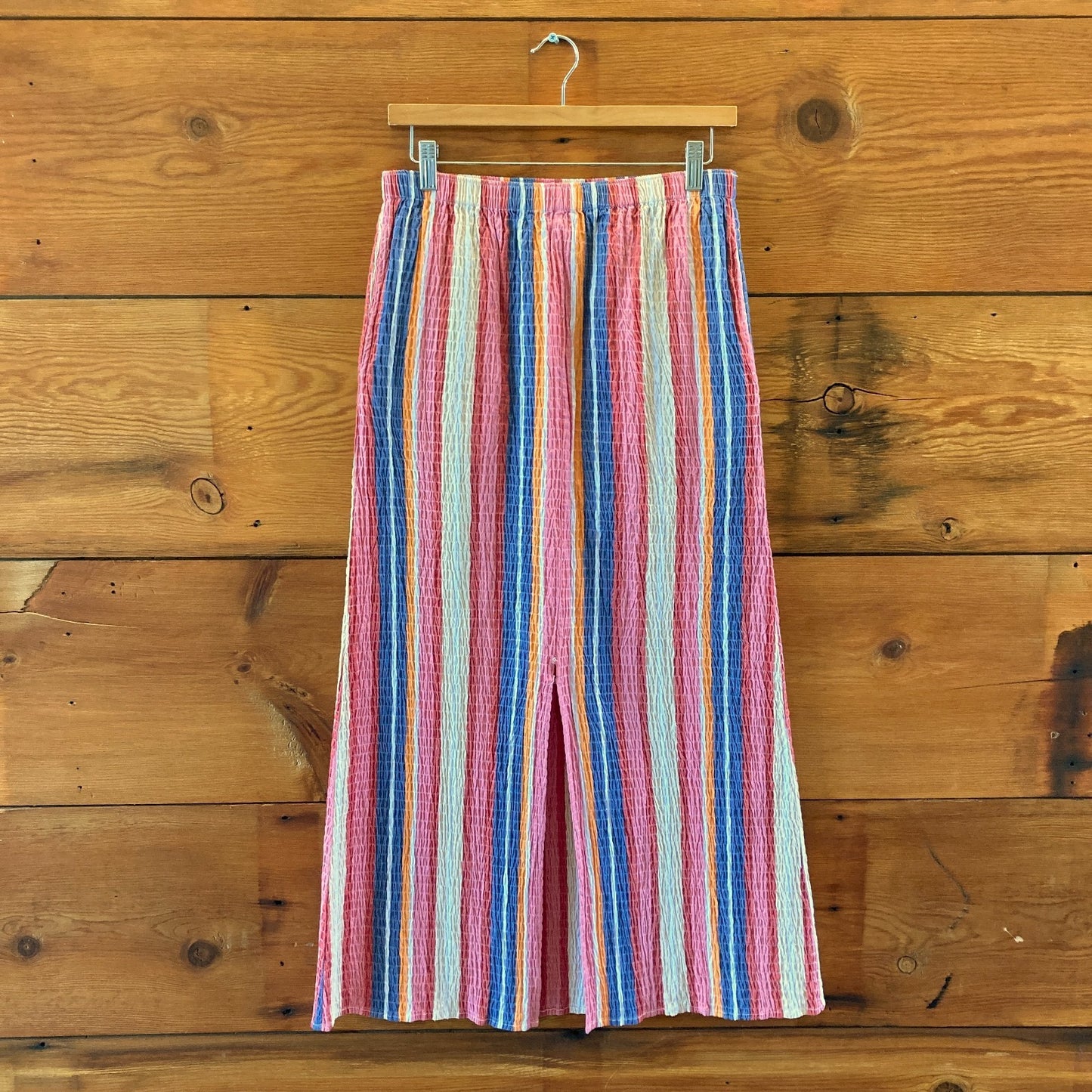 Mara Hoffman Striped Smocked Front Slit Alba Midi Skirt - Size S - 0424FB