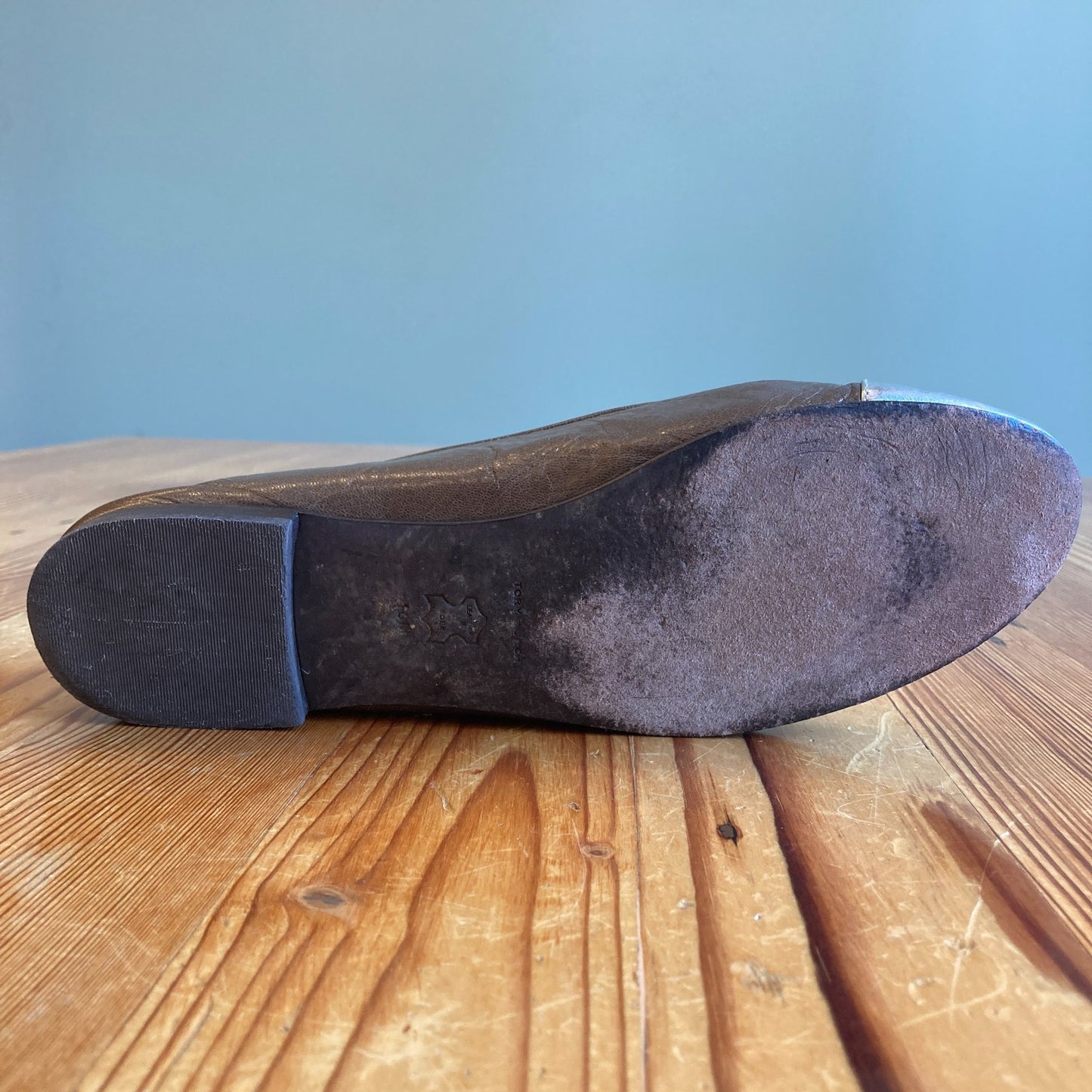 Tory Burch Brown & Silver Leather Capped Toe Flats Shoes - Size 10 - 0206BS