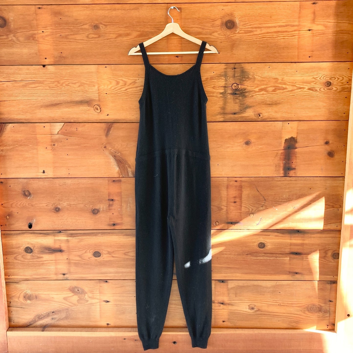 S - Charter Club Luxury Black Sleeveless Cashmere Jogger Jumpsuit 1214CM