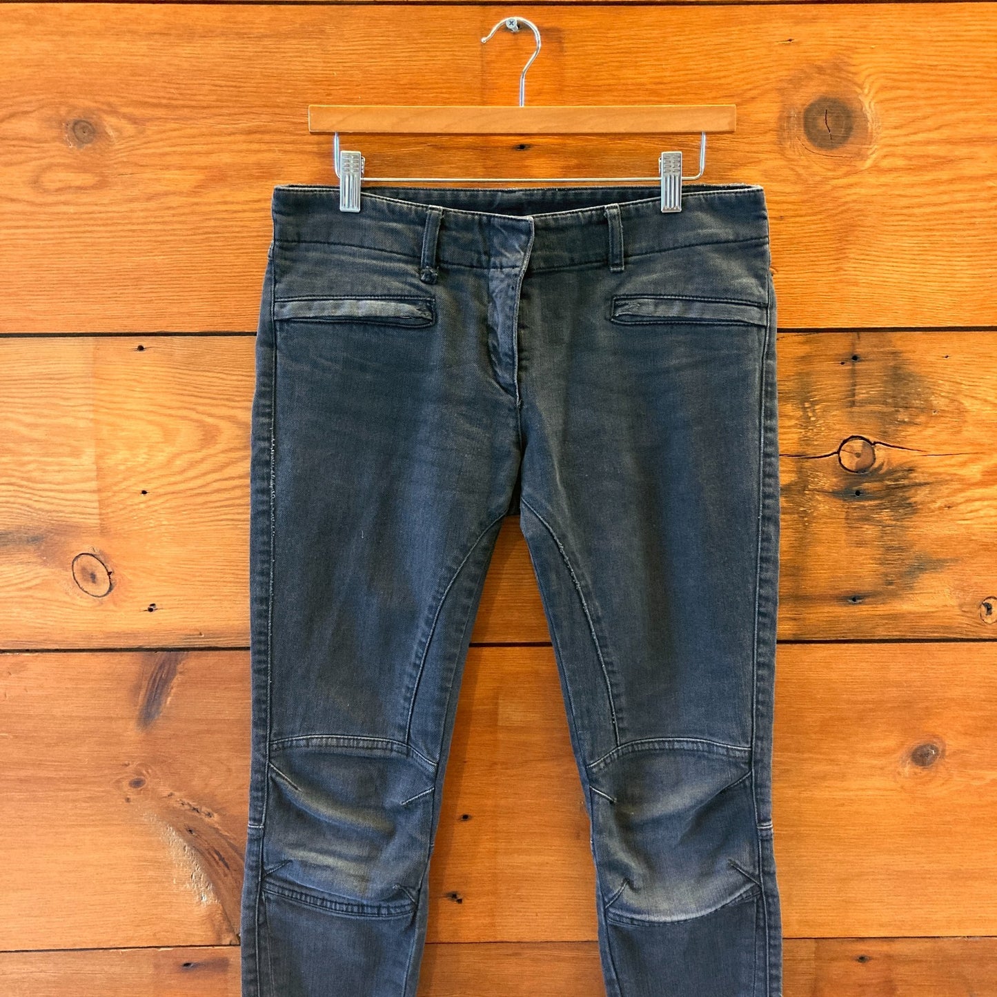 28 - R13 Black Wash Womens Moto Skinny Jeans With Ankle Zipper 0505MB