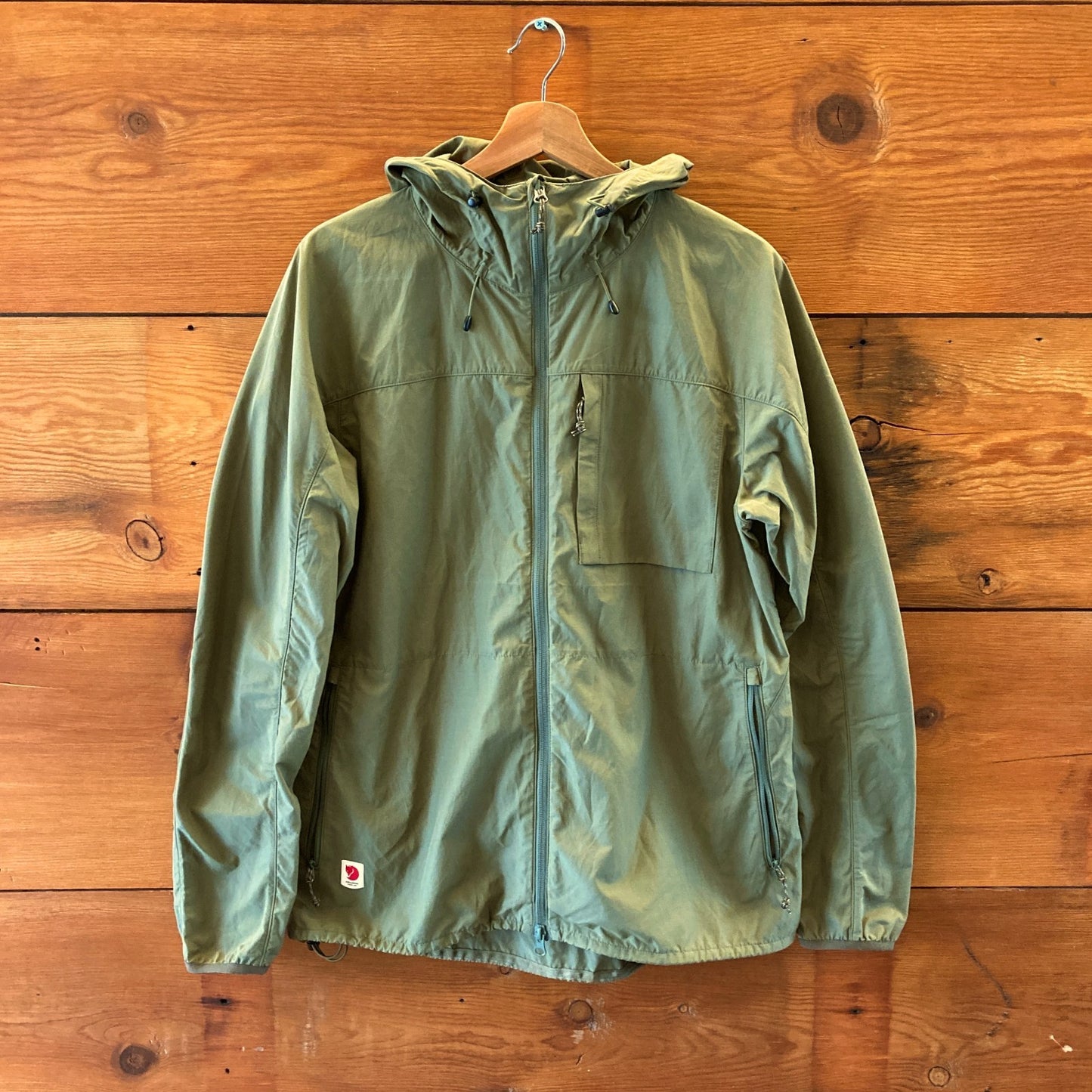 FjallRaven Olive Green Hooded High Coast Wind Jacket - Size L - 0815CJ