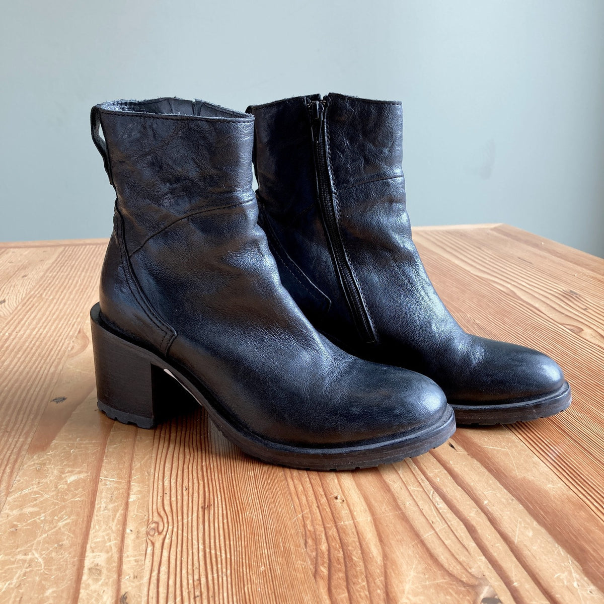 Moma Black Leather Vitello Heeled Ankle Boots - Size 36 / 6 - w/ Box - 0224DM