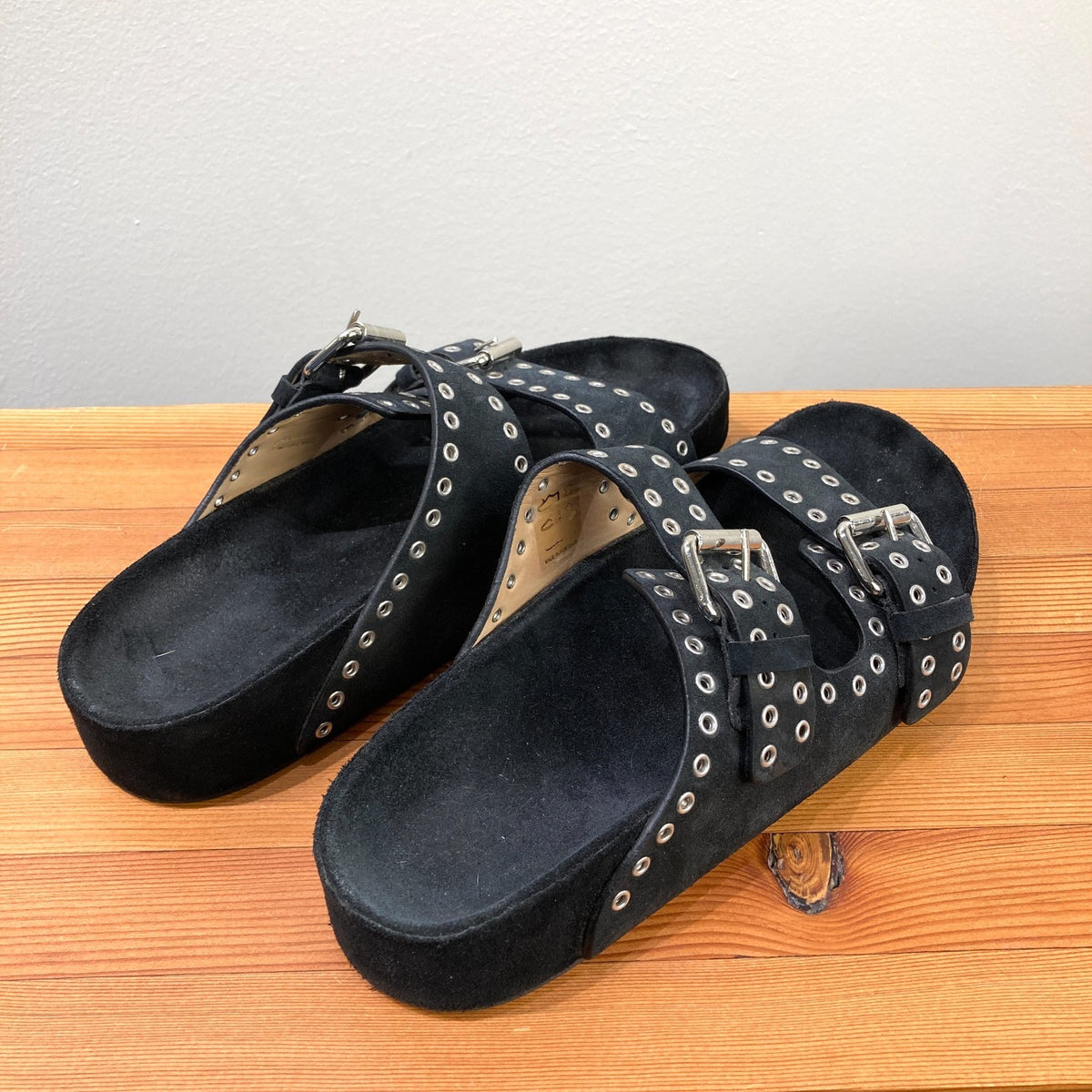 Isabel Marant Black Studded Buckle Strap Sandals - Size 39 / 9 - 0129LH