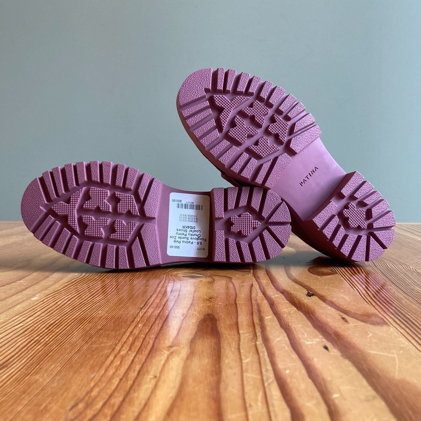 5.5 - Patina Pink Foxglove Suede Zoe Chunky Penny Loafer Shoes 0104KR