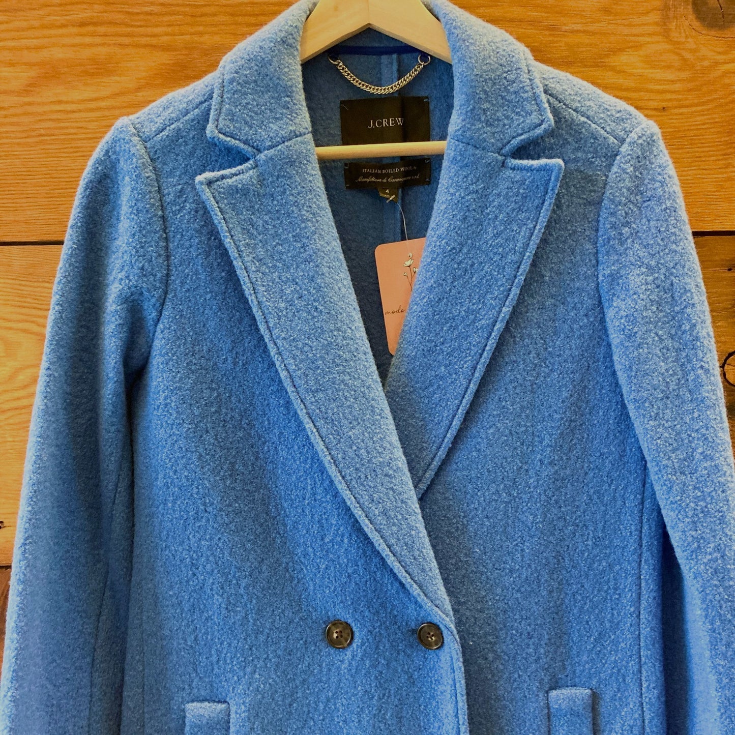4 - J Crew Seacoast Blue Daphne Topcoat Italian Boiled Wool Coat Jacket 0518AF
