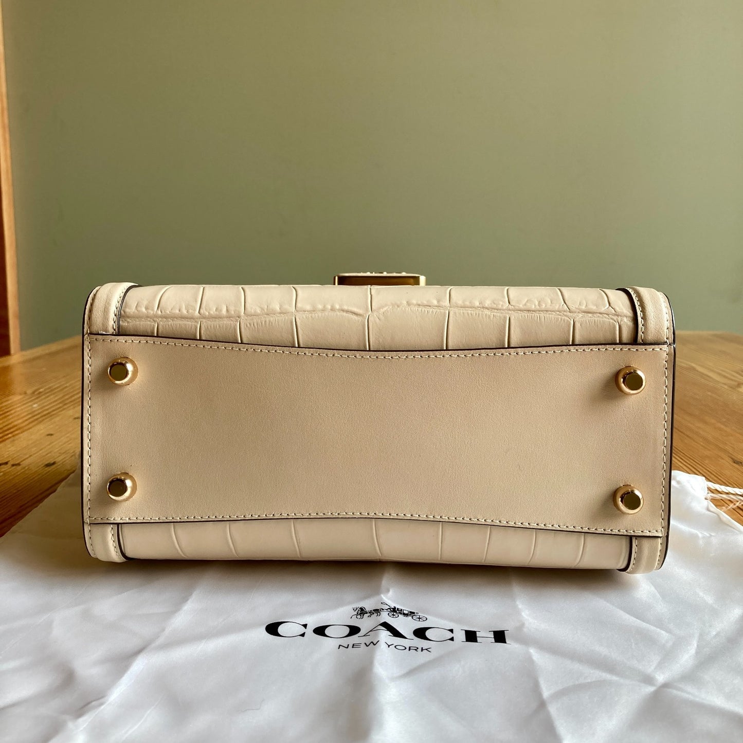 Coach NEW $598 Ivory Crocodile Embossed Grace Carryall Bag - 0731LR