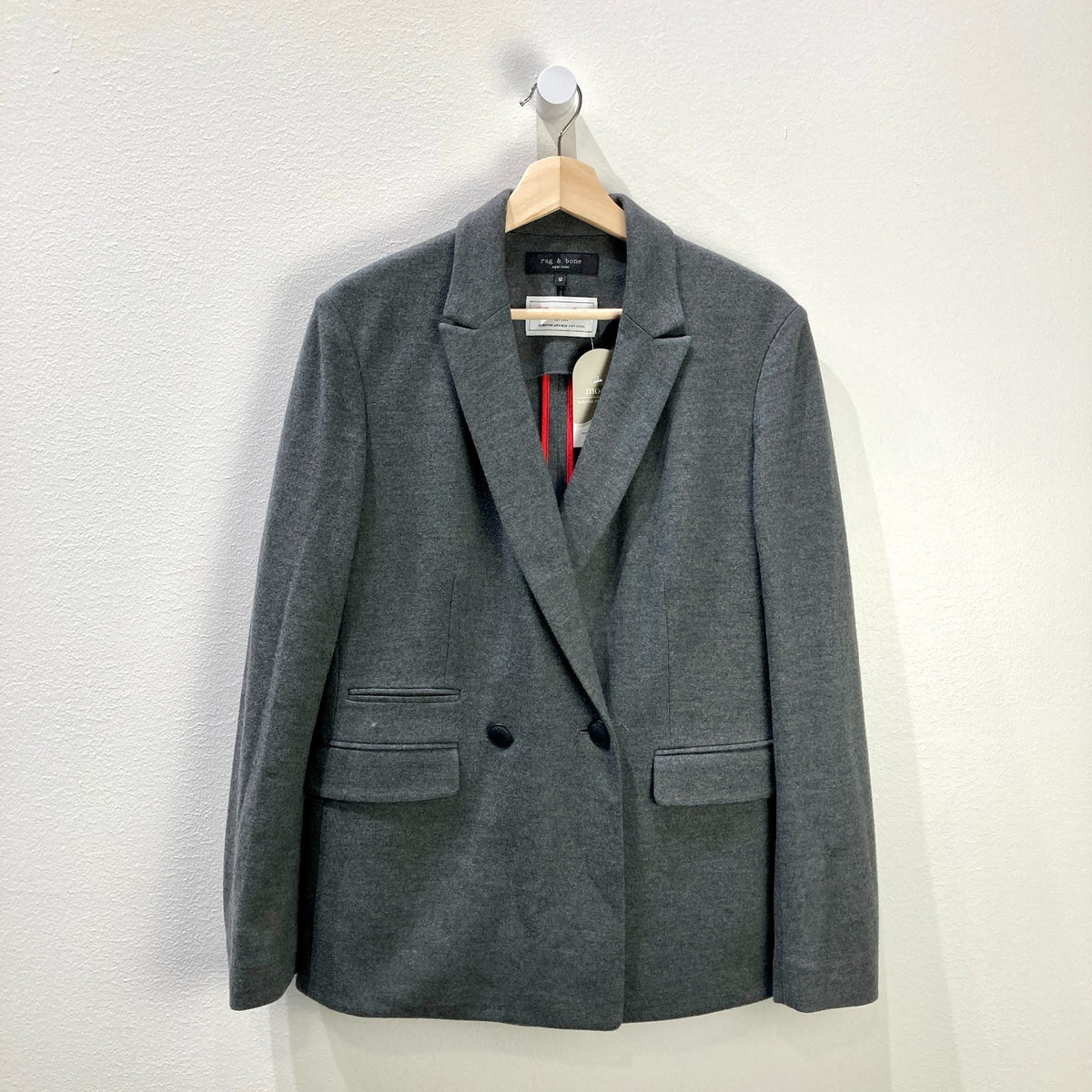 Rag & Bone Gray Japanese Knit Wool Button Front Blazer Jacket - Size 12 - 0721DK