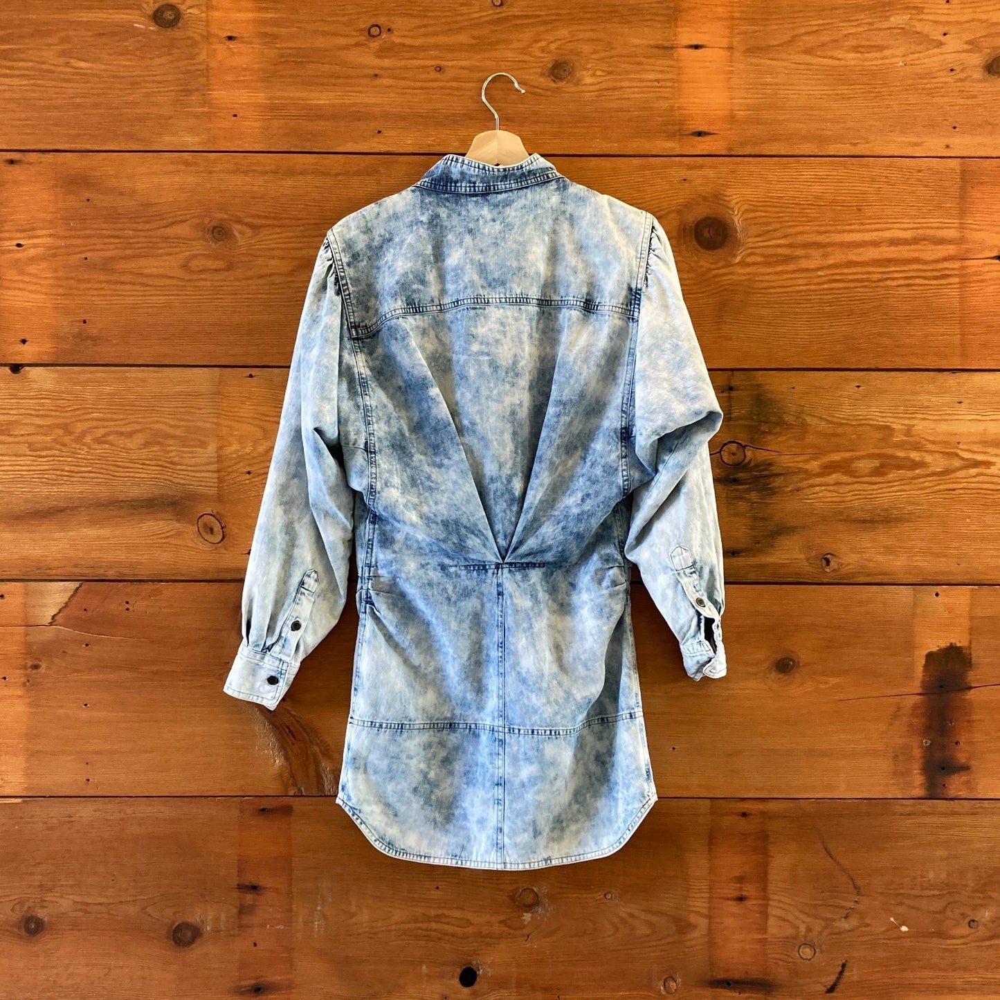 36 / S - Isabel Marant Denim Acid Washed Button Up Shirt Jean Dress 0927EK