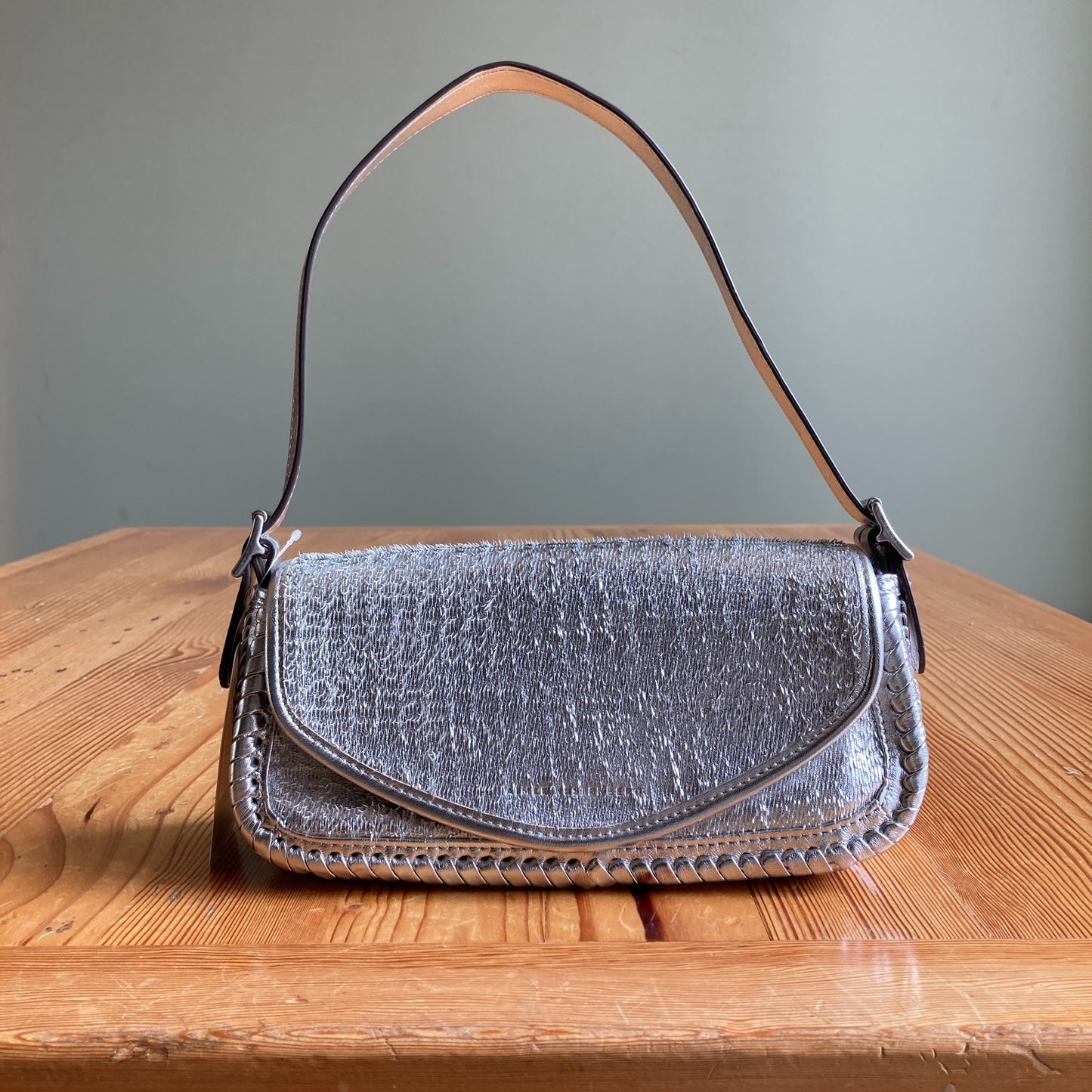 Aimee Kestenberg Silver All For Love Baguette Bag Purse - 0501SH
