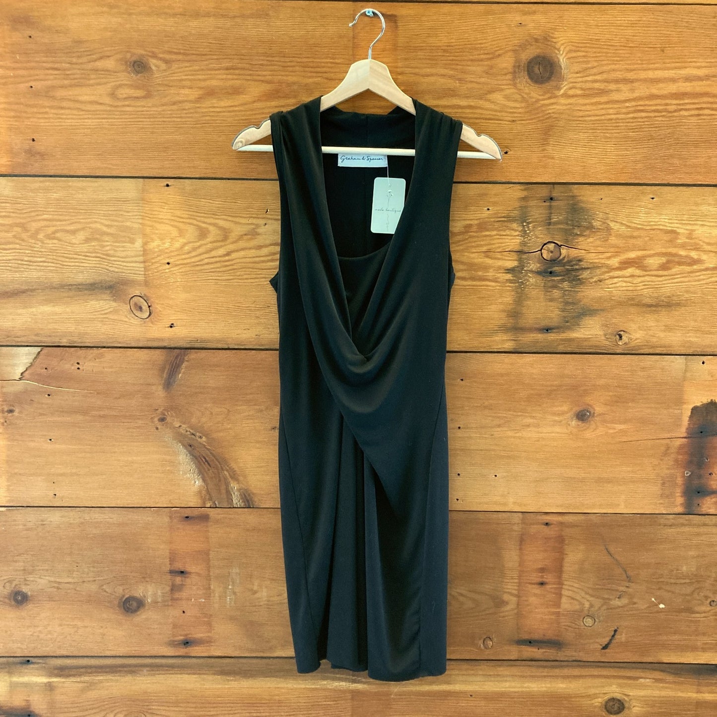 Graham & Spencer Black Draped Front Sleeveless Dress - Size XS - 1118SM