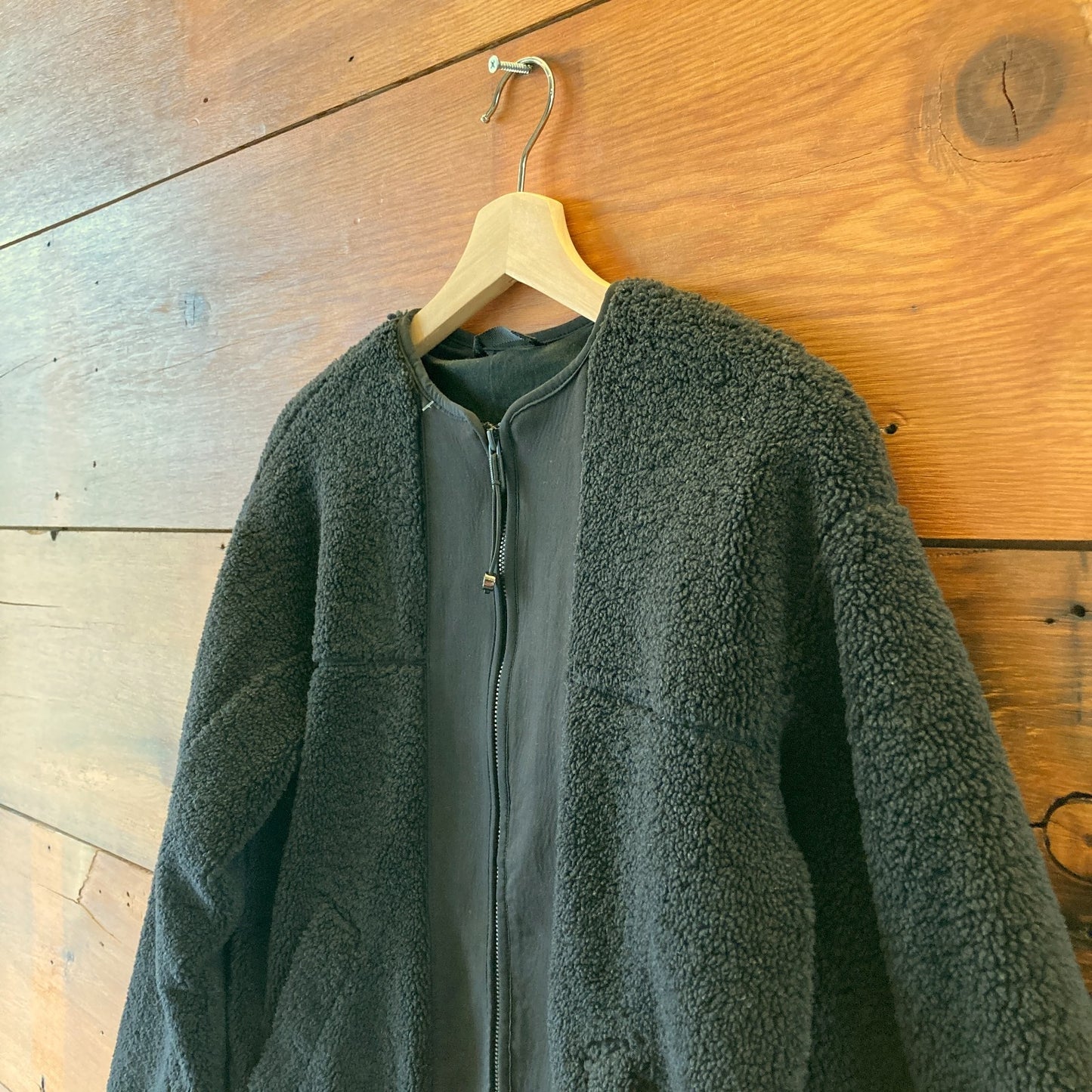 Lululemon Black Teddy Collarless Textured Fleece Zip Jacket - Size 2 - 0312IG