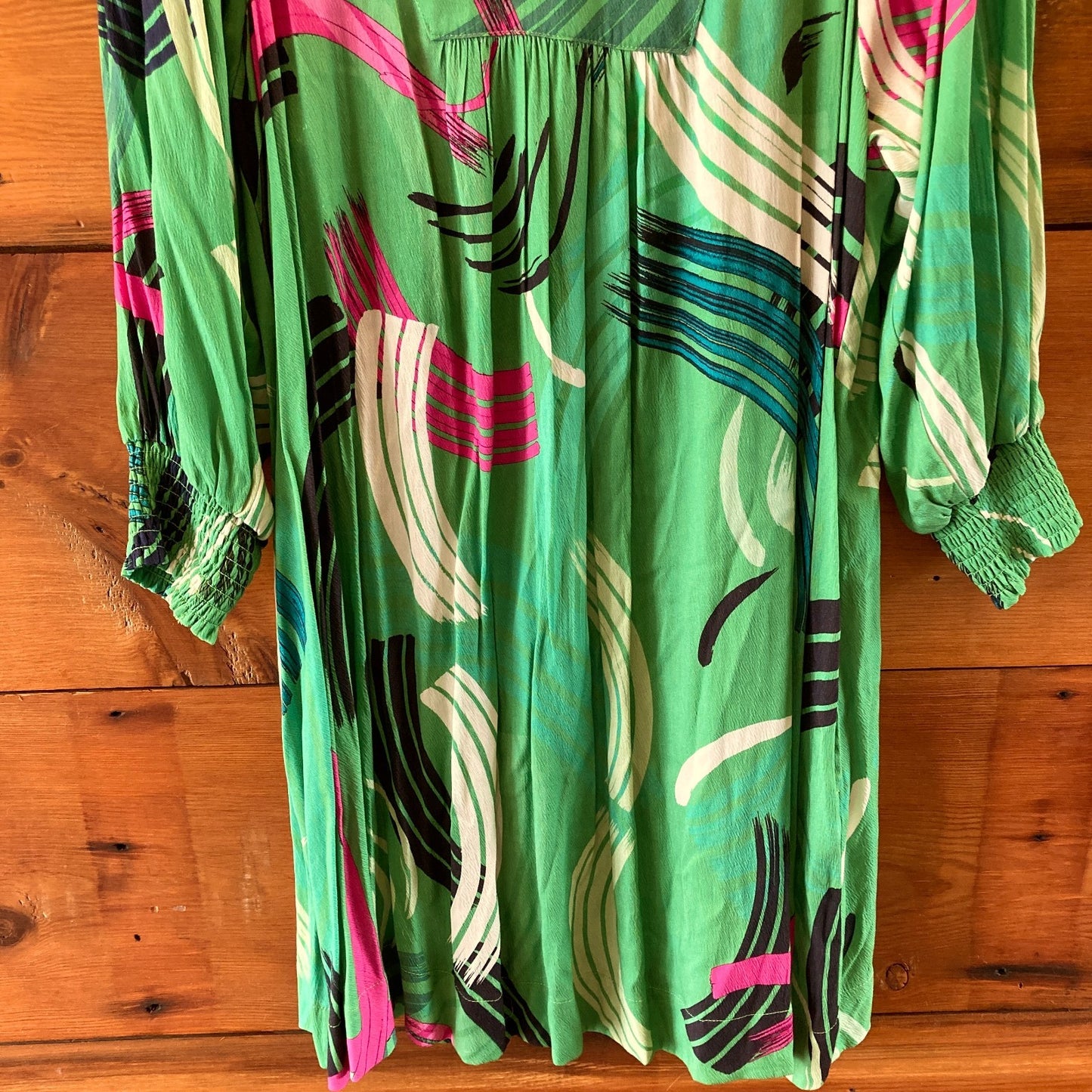 The Odells $290 Mystic Green Pattern Raglan Sleeve Dress - Size M - NEW - 0416JW