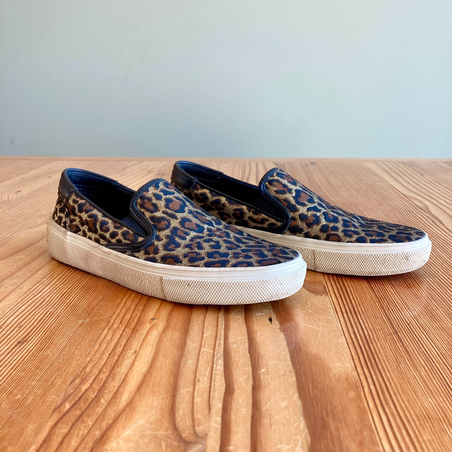 Saint Laurent Metallic Leopard Print Venice Shoes - Size 37 / 6.5 US - 0425KN