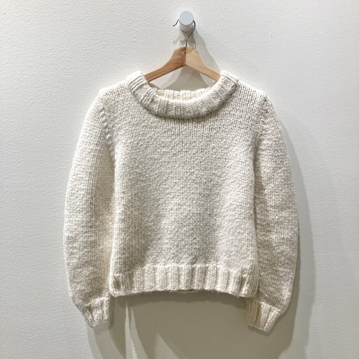 Caron Callahan Ivory Chunky Knit Heavy Alpaca Pullover Sweater - Sz XS - 1125KG