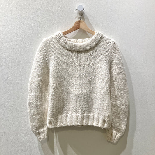 Caron Callahan Ivory Chunky Knit Heavy Alpaca Pullover Sweater - Sz XS - 1125KG