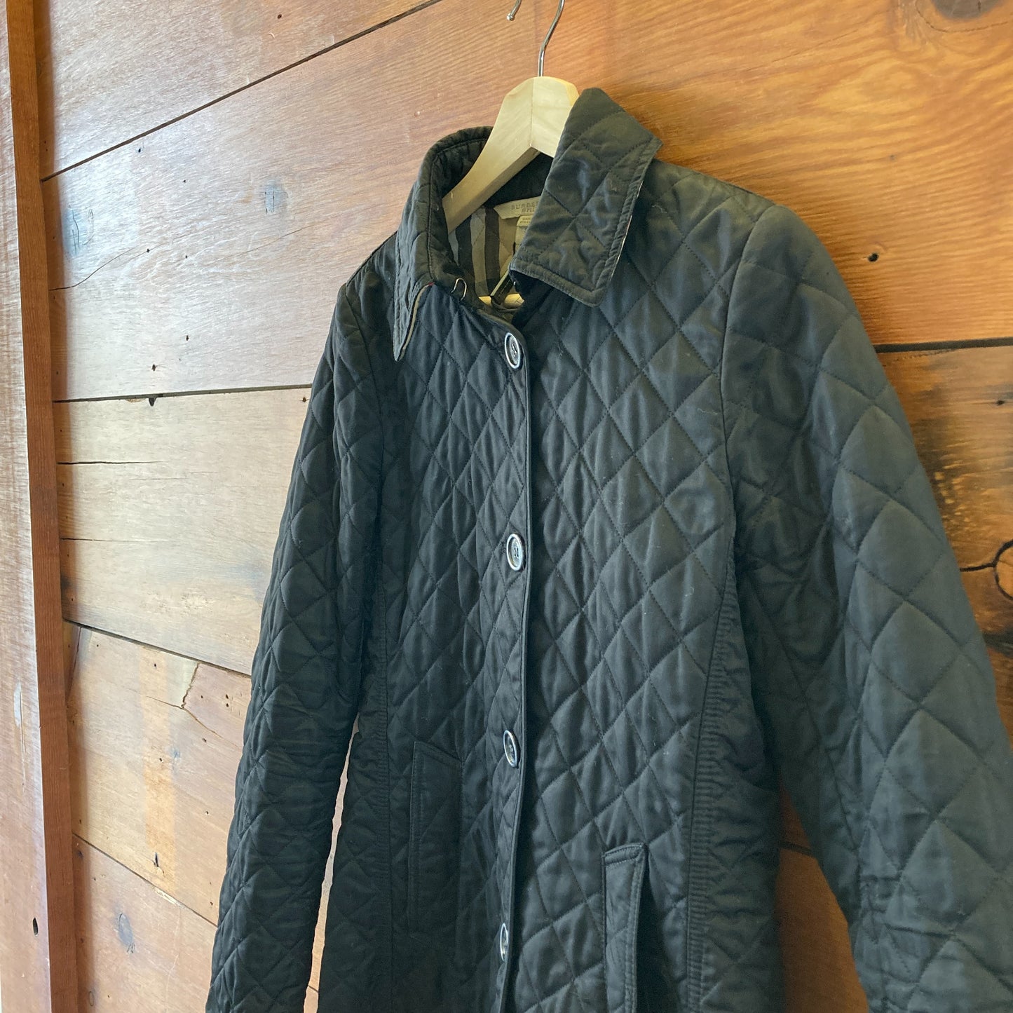 Burberry Brit Black Copford Quilted Button Front Jacket - Size S - 1103ES