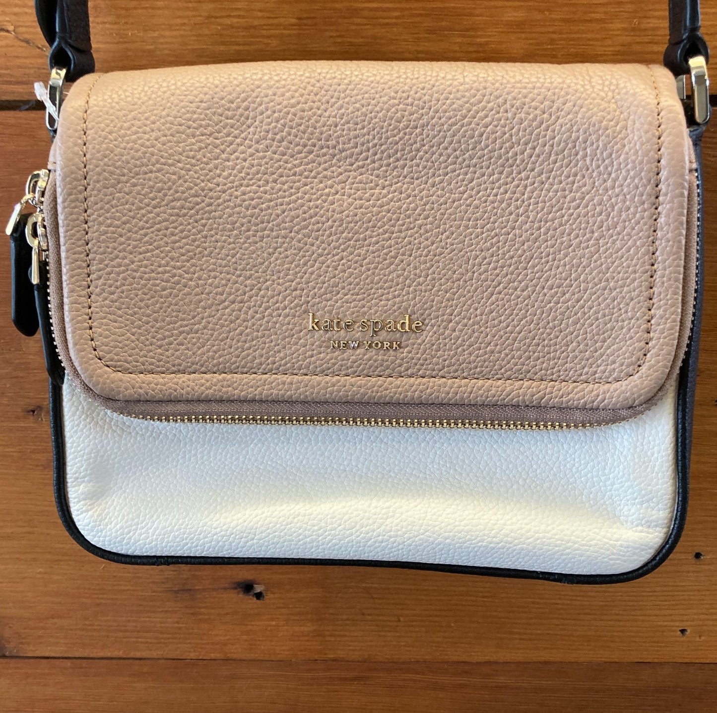 Kate Spade Tri Tone Run Around Large Flap Crossbody Purse Bag - 0620TO