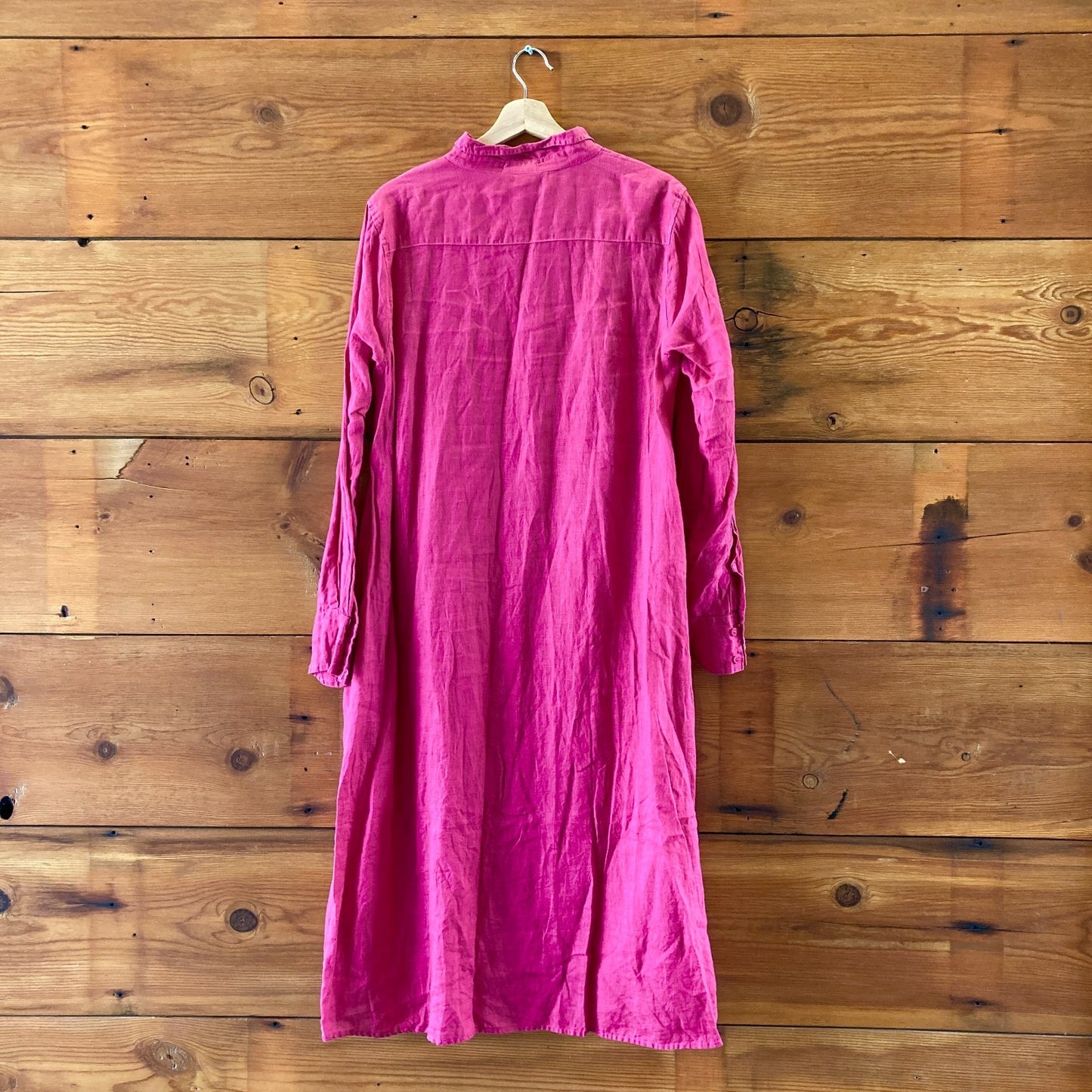 CP Shades Pink 100% Linen Long Sleeve Button Front Shirt Dress - Size M - 0721DK